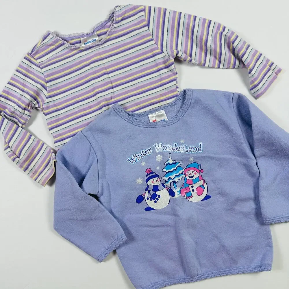 Vintage 1990s Kid Connection Winter Wonderland Sweater & Long Sleeve Top Bundle